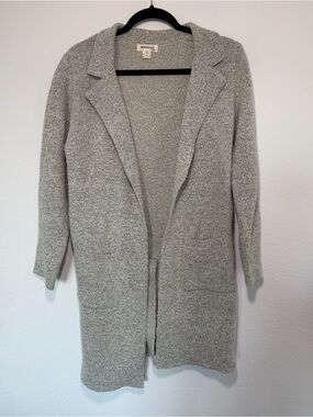 Monteau Heather Gray Open-Front Long Cardigan Medium